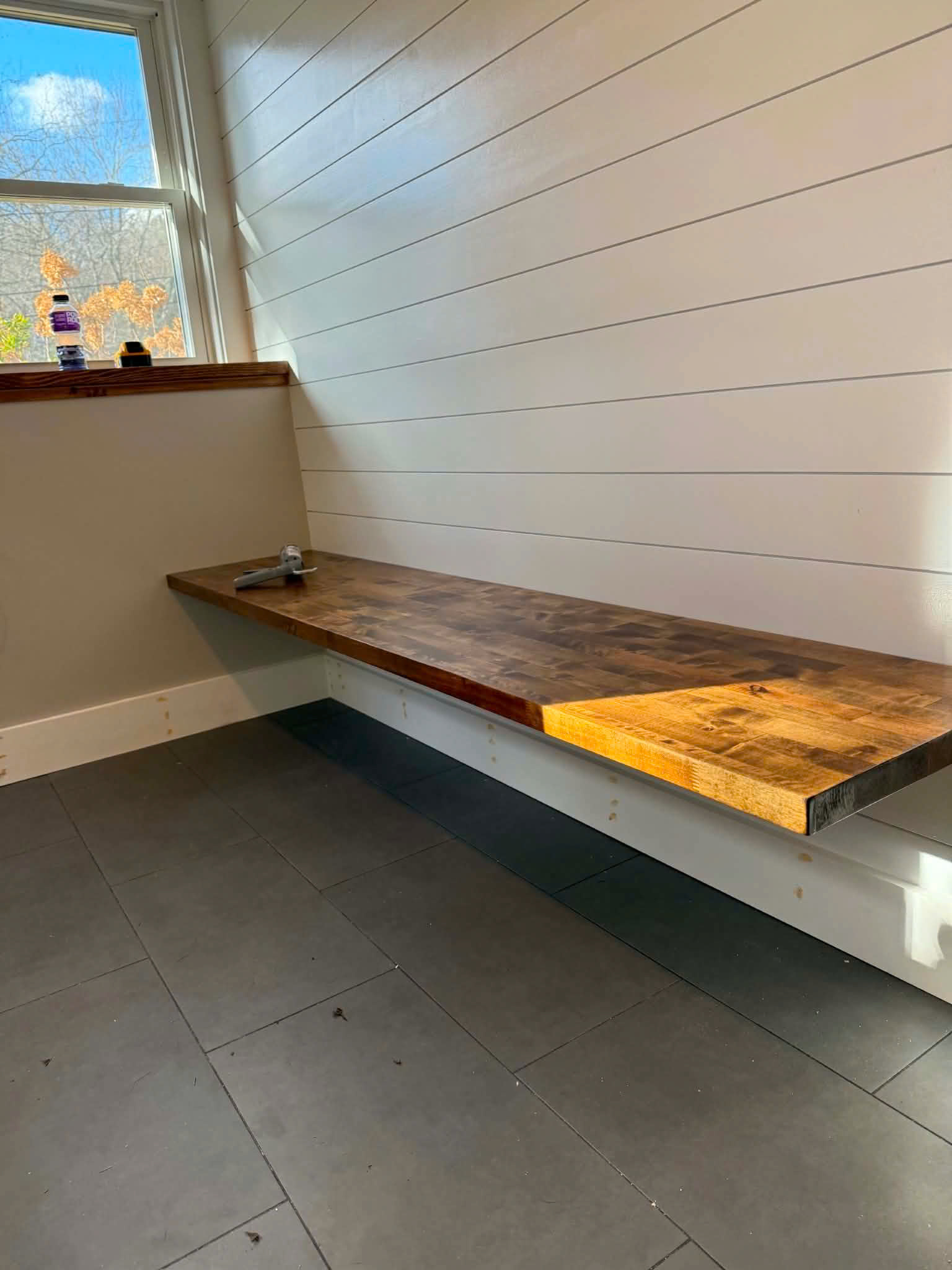 Built-in Bench & Shiplap Wall